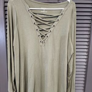 Women's Olive Lace-Up Top